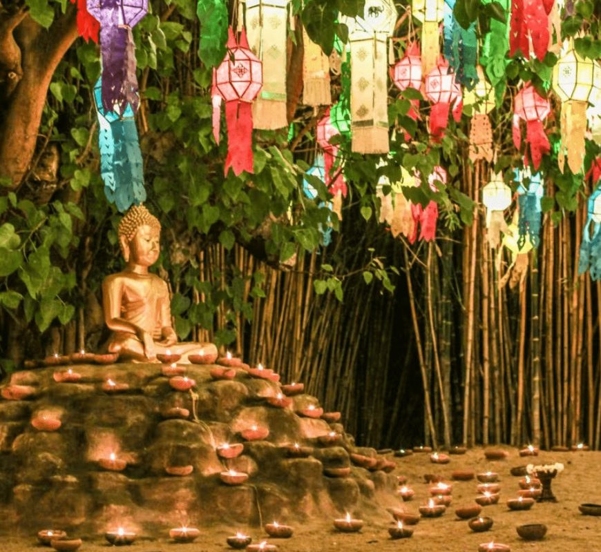 Wat Phan Tao er et fredfyldt sted at tage i Loi Krathong scener i Chiang Mai